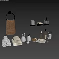 Essential Bathroom Cleaning Supplies Including Towels Soap Dispensers And Storage Holders