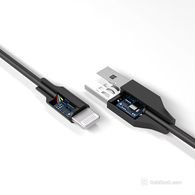 High Quality Black Phone USB Lightning Cable With Fast Charging And Data Transfer 3d model 