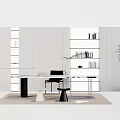 Study Bookcase Manager's Room Bookcase Bookshelf Desk Writing Desk Boss Desk Display Bookcase Potted Plant 3d model