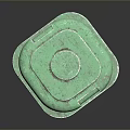 Green Layered Column 3D Model With Textured Surface And Vertical Grooves Design