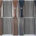 Modern Curtains In Multiple Colors With Striped Patterns For Home Interior Design 3d model