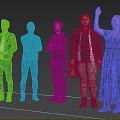 Diverse Group of People Standing Together With Various Poses On Dark Background And Gray Floor