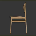 Wooden Leisure Chair with Curved Backrest and Circular Seat in Simple Modern Style