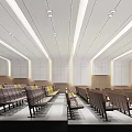 Modern Conference Room Interior With Rows Of Seats Ceiling Lighting And Sleek Walls
