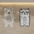 Cute Bear and Cat Shaped Rugs for Kids Room on Wooden Floor