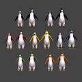 Colorful Penguin Characters With Various Colored Wings Standing In Pairs