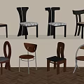Various Vintage And Modern Style Chairs With Unique Back Designs On Shelves