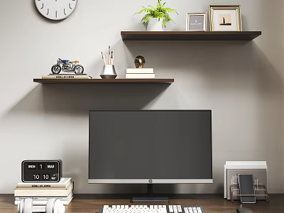Modern computer desk decoration 3d model