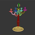 Ornate Vintage Metal Candelabra With Multiple Candle Holders And Circular Base