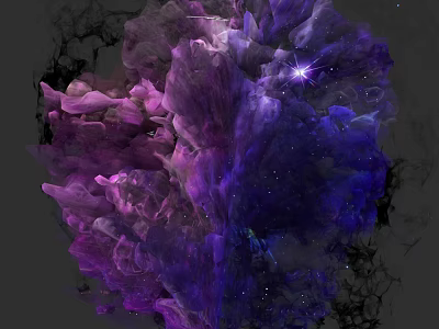 Abstract Purple Pink Botanical Painting With Nebula Like Texture And Starry Elements 3d model