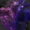 Abstract Purple Pink Botanical Painting With Nebula Like Texture And Starry Elements