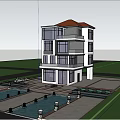 Modern Detached Villa Exterior Design With Large Windows Balconies Swimming Pool And Lush Greenery