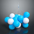 Creative Modern Chandelier Made Of Blue And White Balloons Hanging In Room