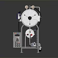 Stainless Steel Household Appliance With Control Panel Meters And Brand Logo On Base