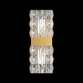 Elegant Modern Crystal Wall Light With Textured Clear Glass And Gold Square Mounting Base