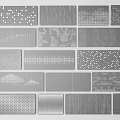 Collection Of Gray Texture Patterns With Diverse Geometric Abstract And Linear Styles 3d model