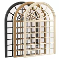 Arched Lattice Windows In Black Natural Light Wood Finishes With Grid Design For Home Decor