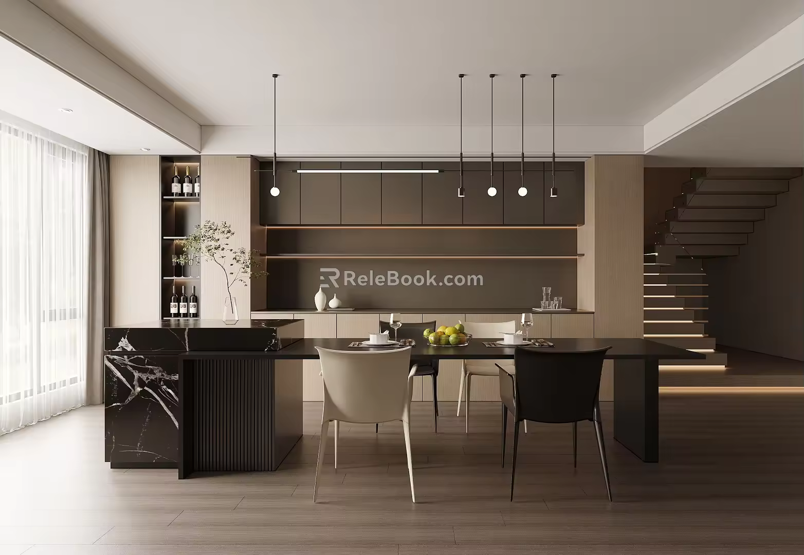 Restaurant Nakajima Dining Tables and Chairs 3d model