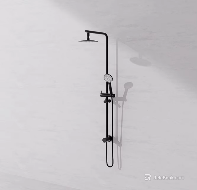 Modern Black Wall Mounted Shower System With Rain Head And Handheld Spray 3d model 