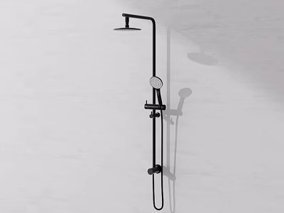 Modern Black Wall Mounted Shower System With Rain Head And Handheld Spray 3d model