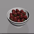 White Ceramic Bowl With Black Rim Filled With Fresh Strawberries On Light Blue Background