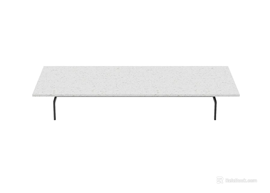 Modern White Coffee Table With Thin Black Metal Legs And Smooth Surface Design 3d model