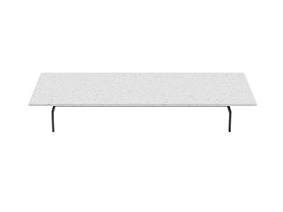 Modern White Coffee Table With Thin Black Metal Legs And Smooth Surface Design 3d model