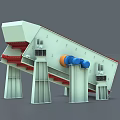 Industrial Vibrating Screen Equipment With Inclined Structure Red Components And Blue Orange Motors