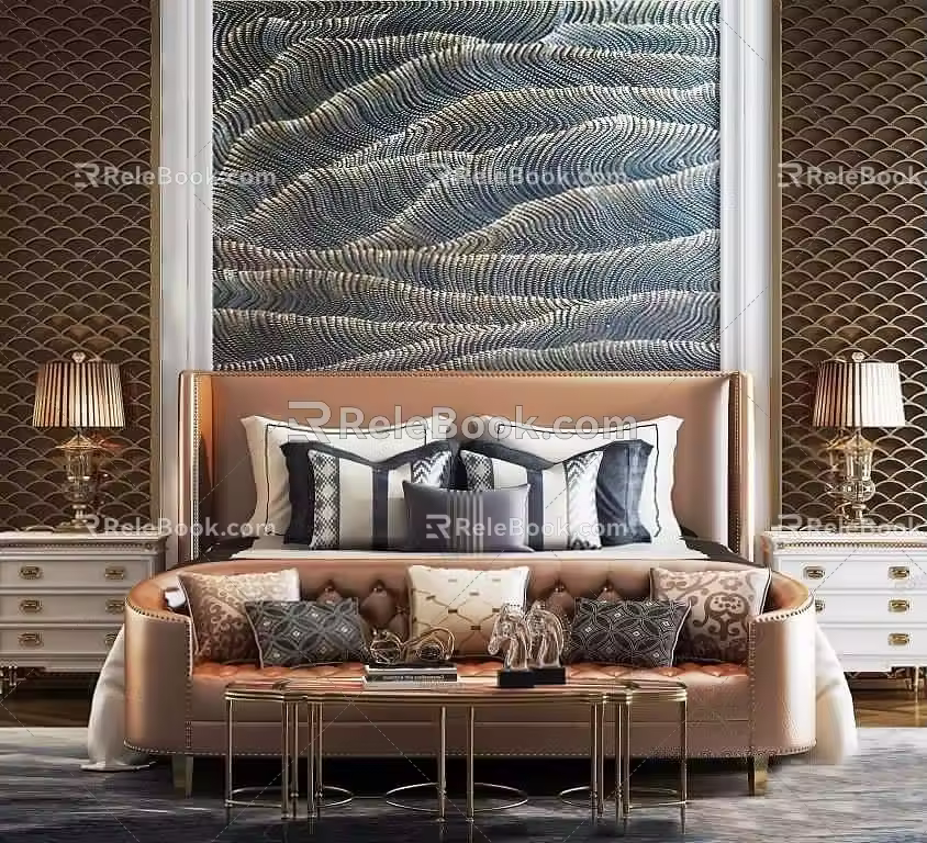 Background double bed 3d model