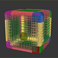 Black Metal Square Cage With Grid Wire Structure And Smooth Base