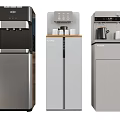 Three Modern Standing Water Dispensers Black White And Gray