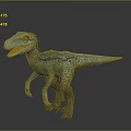 3D Rendered Green Dinosaur Model With Blue Patterns Open Mouth Standing Pose Gray Background