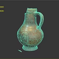 Orange Brown Carved Pottery Jug With Handle And Intricate Patterns Design