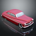 Red Vintage Classic Car With Sleek Body Chrome Details And Reflection