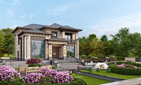 New Chinese Style Villa 3d model