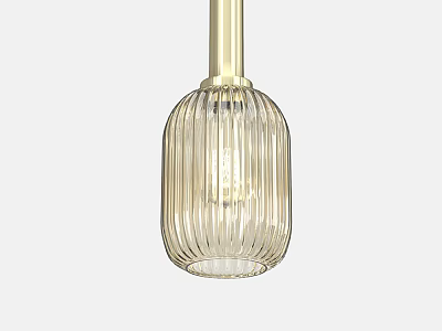 Modern Gold Pendant Light With Ribbed Clear Glass Shade And Sleek Metal Design 3d model