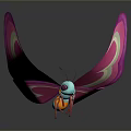 Animated Game Movie Character With Pink Wings White Patterns Blue Body And Orange Legs