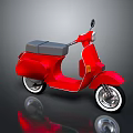 Red Classic Scooter With Gray Seat And Shiny Reflection Design 3d model