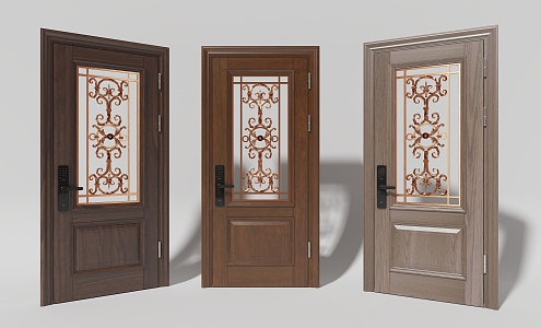 Luxury entrance door renderings Chinese wooden door renderings security door 3d model