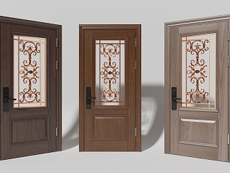 Luxury entrance door renderings Chinese wooden door renderings security door 3d model