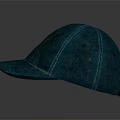 Blue Textured Baseball Cap With Stitched Design On Gray Gradient Background