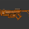 Orange Futuristic Sci Fi Weapon With Sleek Mechanical Structure And Reflective Surface 3d model