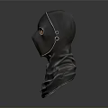 Military Tactical Weapon Black Leather Mask With Eye Holes And Shiny Surface