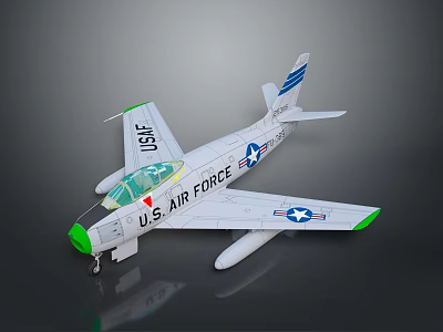 U.S. Air Force Airplane Model Featuring White Body Green Nose And Blue Star Emblem 3d model
