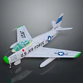 U.S. Air Force Airplane Model Featuring White Body Green Nose And Blue Star Emblem