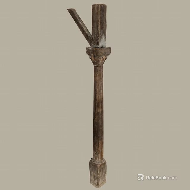 Wooden Carved Decorative Ornament Set In Dark Brown For Minimalist Home Decor 3d model 