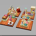 Modern Furniture Display With Wardrobe Dressing Table Bookshelf Clothes And Cosmetics