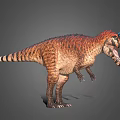Realistic 3D Dinosaur Figure With Orange Brown Skin Red Mane And Blue Head Decoration