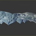 3D Blue Terrain Model With Mountainous Topography And Detailed Road Networks