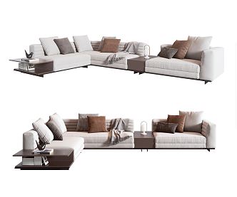 Modern corner sofa multiplayer sofa 3d model